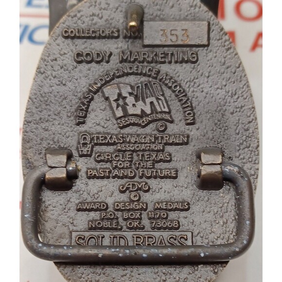 Texas Sesquicentennial Independence Association Ltd Ed Solid Brass Belt Buckle - Picture 7 of 8